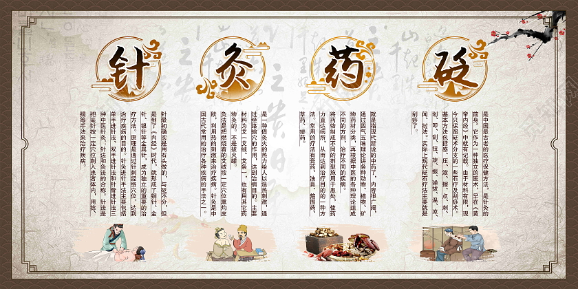 古风简约中医文化中医养生宣传栏