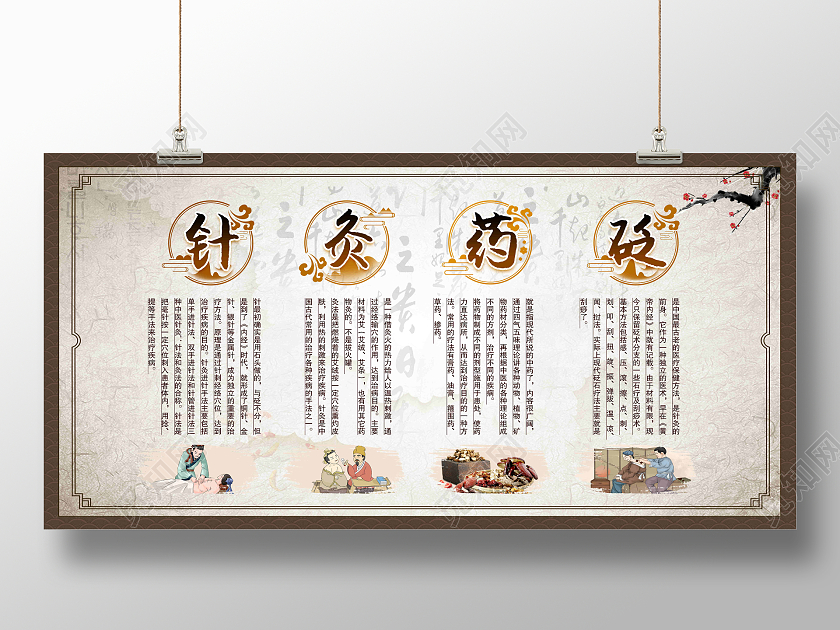 古风简约中医文化中医养生宣传栏