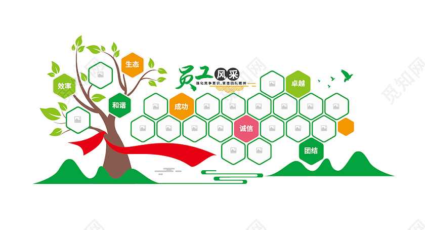 树形员工风采企业文化墙照片墙员工风采文化墙