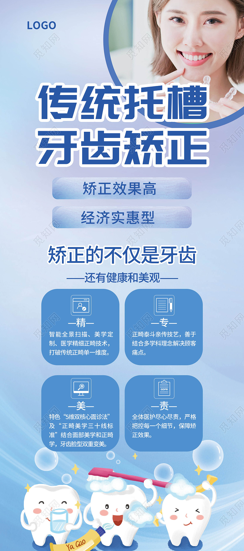 牙齿正畸口腔宣传海报牙齿正畸海报牙齿矫正易拉宝儿童牙齿易拉宝