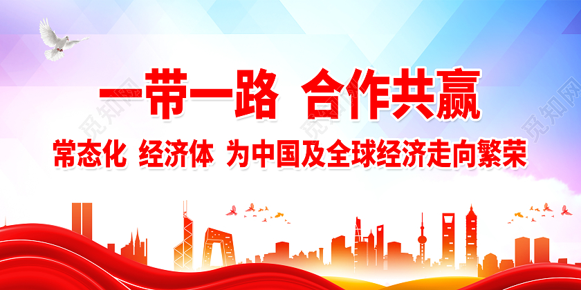 红色大气一带一路合作共赢一带一路展板
