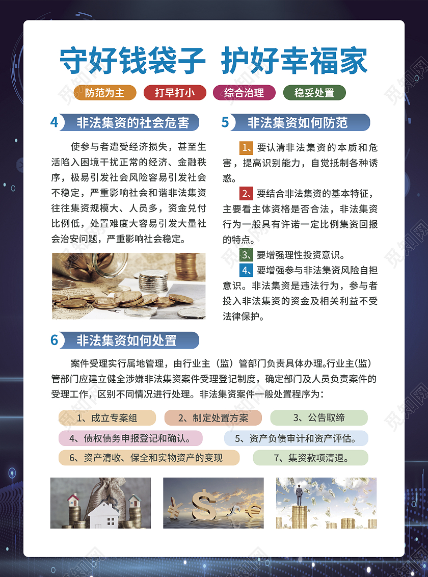 蓝色简约大气科技风打击非法集资宣传教育非法集资宣传单