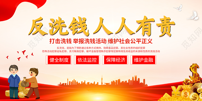 红色党建大气反洗钱人人有责展板反洗钱展板
