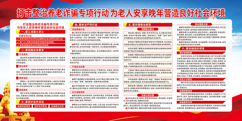 红色打击整治养老诈骗专项行动宣传栏