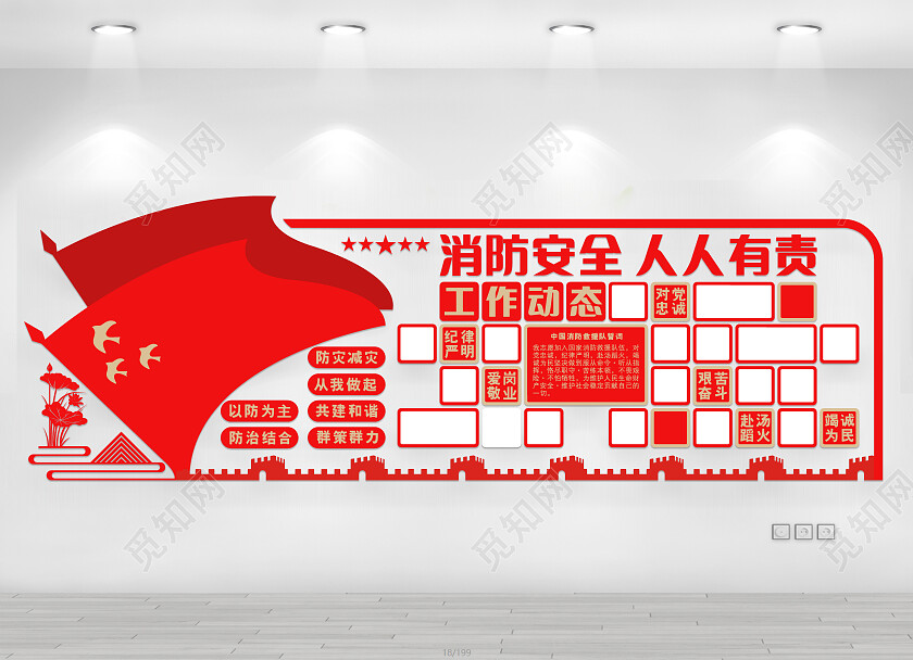 红色消防安全人人有责文化墙消防文化墙