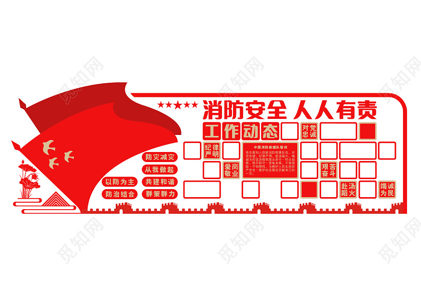 红色消防安全人人有责文化墙消防文化墙