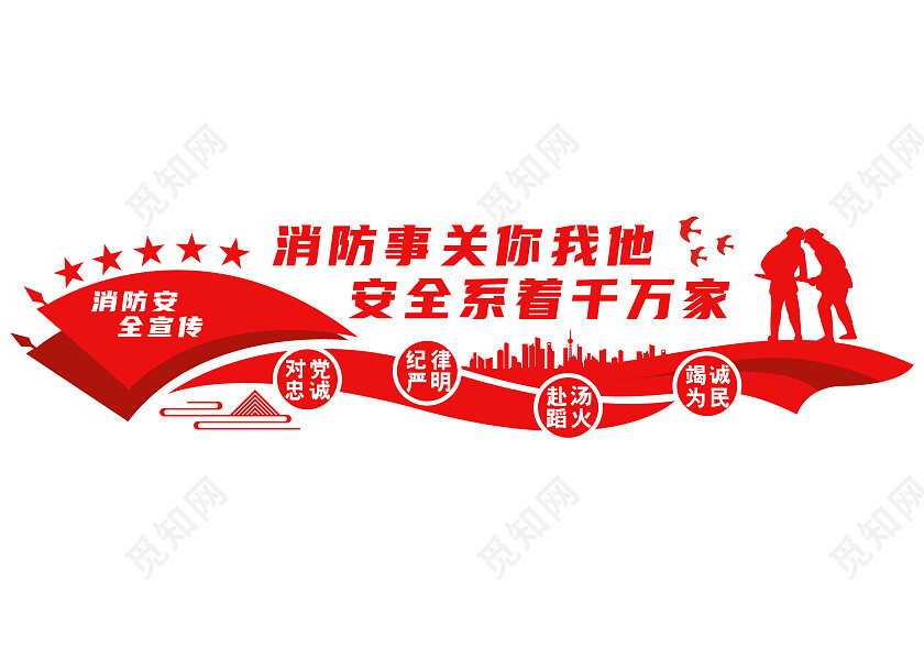 红色消防事关你我他安全系着千万家文化墙消防文化墙