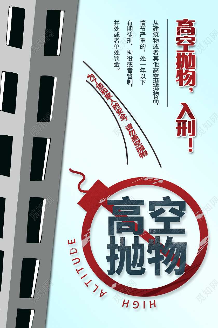 简约风禁止高空抛物海报