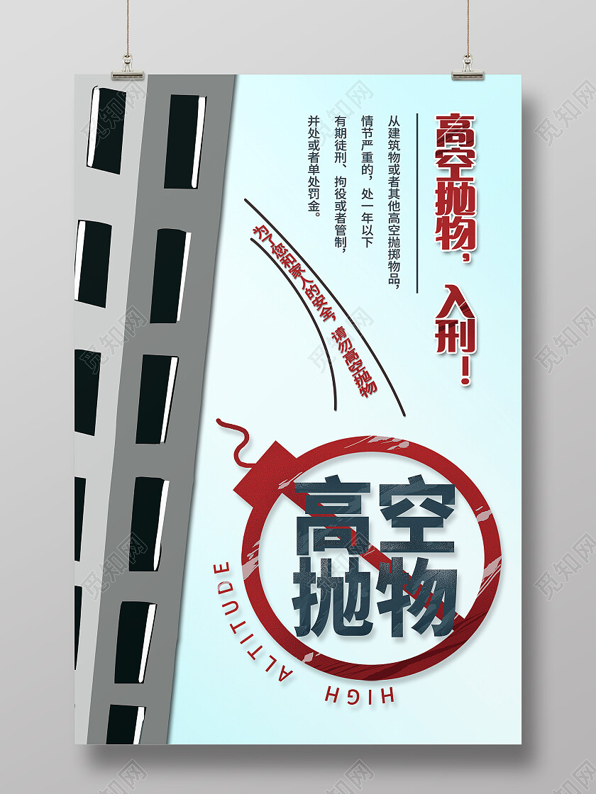 简约风禁止高空抛物海报