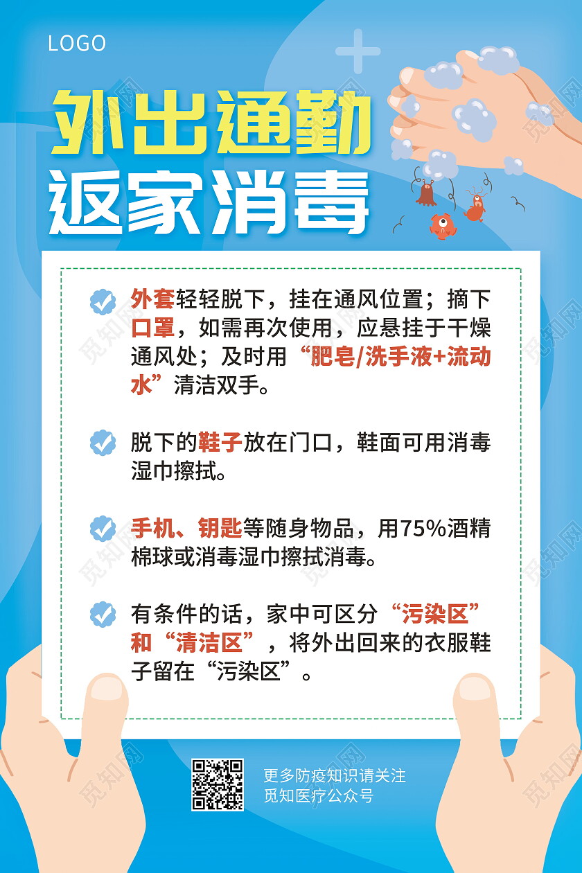 消毒消杀注意事项疫情防护防疫日常消毒六套图海报设计消毒套图