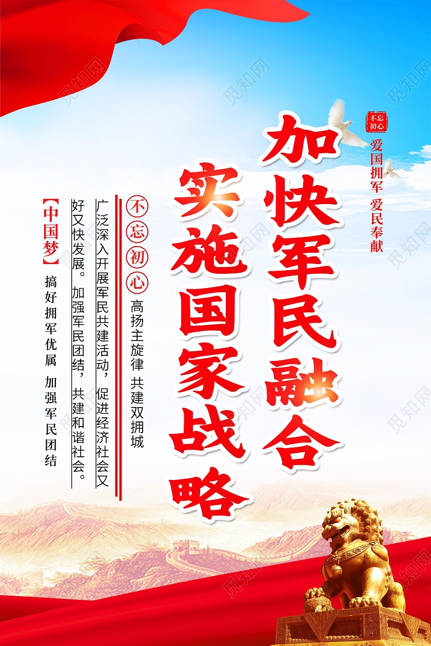 蓝色渐变拥军军属系列宣传海报套图挂画