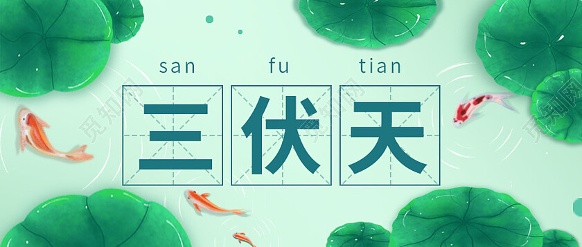 绿色简约三伏天三伏天节日公众号封面