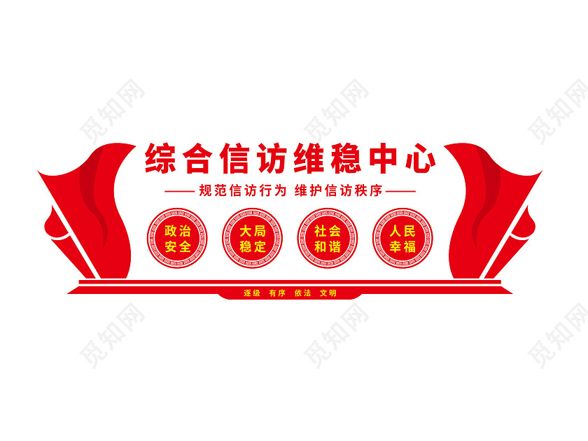 红色简约大气综合信访维稳中心信访工作条例文化墙