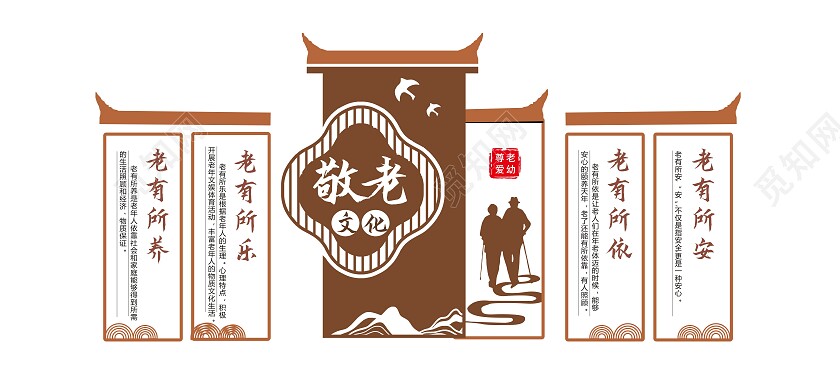 敬老文化老有所依老有所养老有所乐老有所学文化墙养养老文化墙