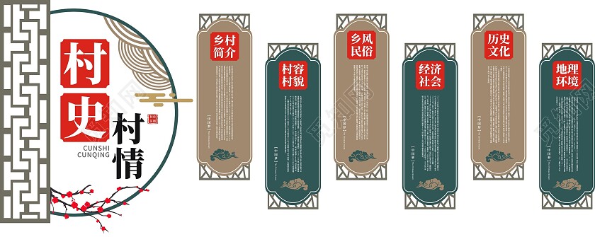 中国风村史村情立体文化墙村史馆文化墙