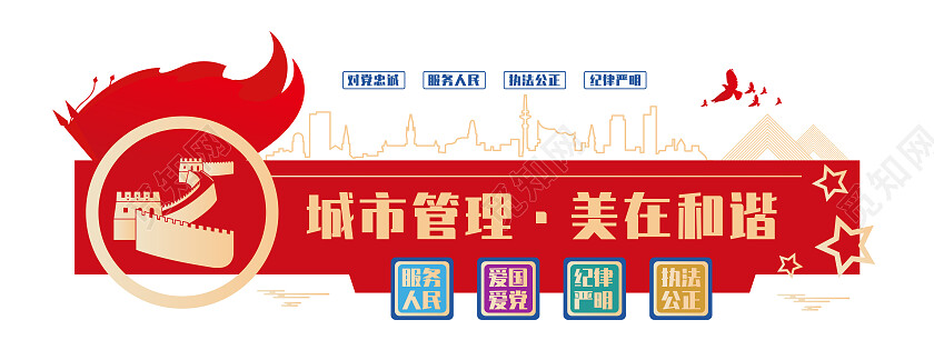 红色简约风城市管理美在和谐城市管理文化墙