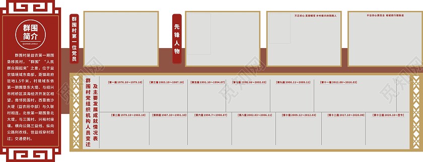 中国风简约村史立体文化墙村史馆文化墙