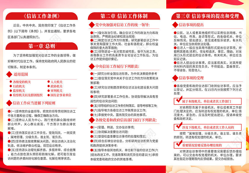 红色渐变简约大气信访工作条例宣传单页折页