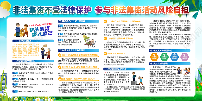 蓝色清新风格非法集资宣传栏