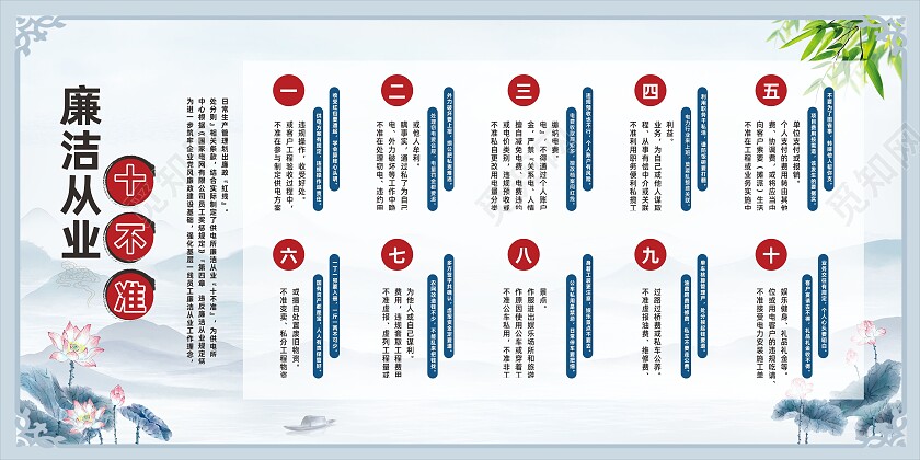 中国风水彩水墨风清正廉洁清正廉洁展板清明廉洁海报展板廉洁从业展板