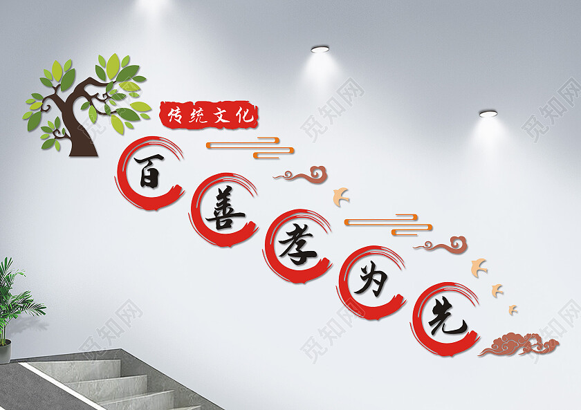 异形百善孝为先楼梯文化墙百善孝为先文化墙