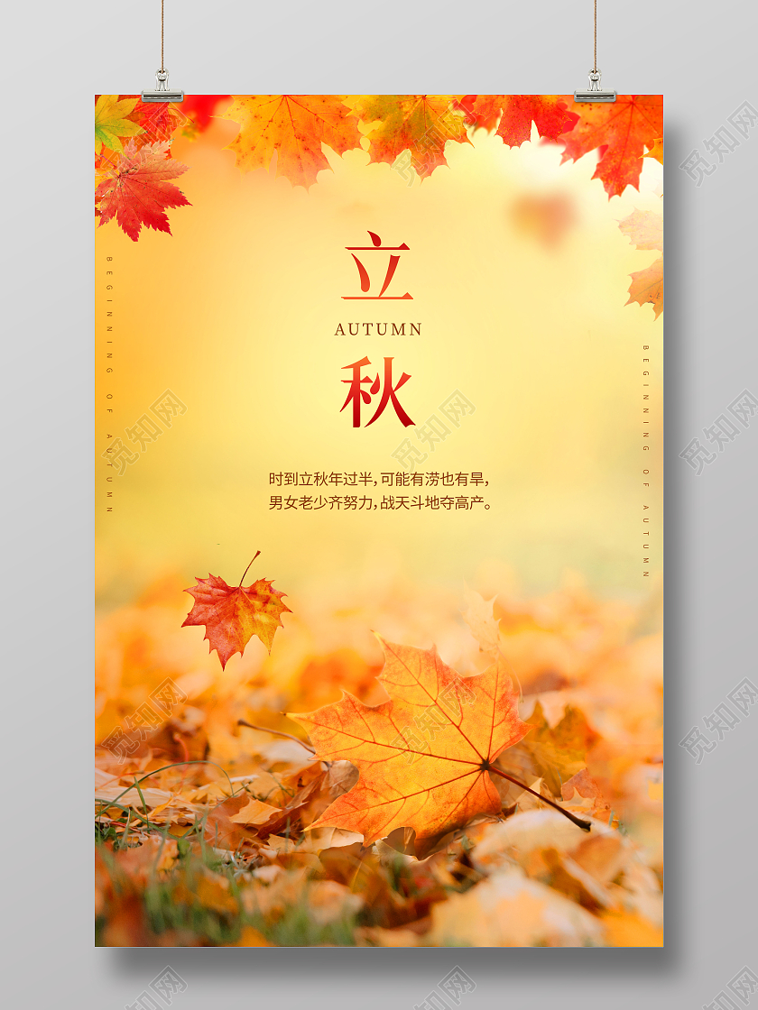 创意立秋二十四节气海报