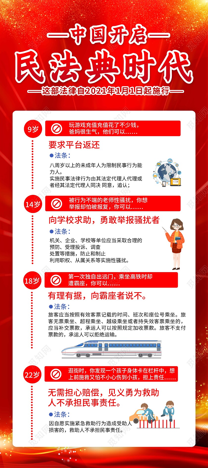 红色简约中国人民共和国民法典民法典展架