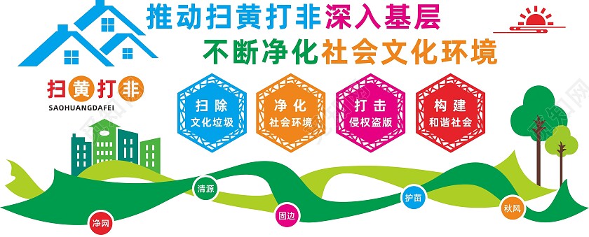 创意简洁严推进扫黄打非深入基层文化墙设计扫黄打非文化墙