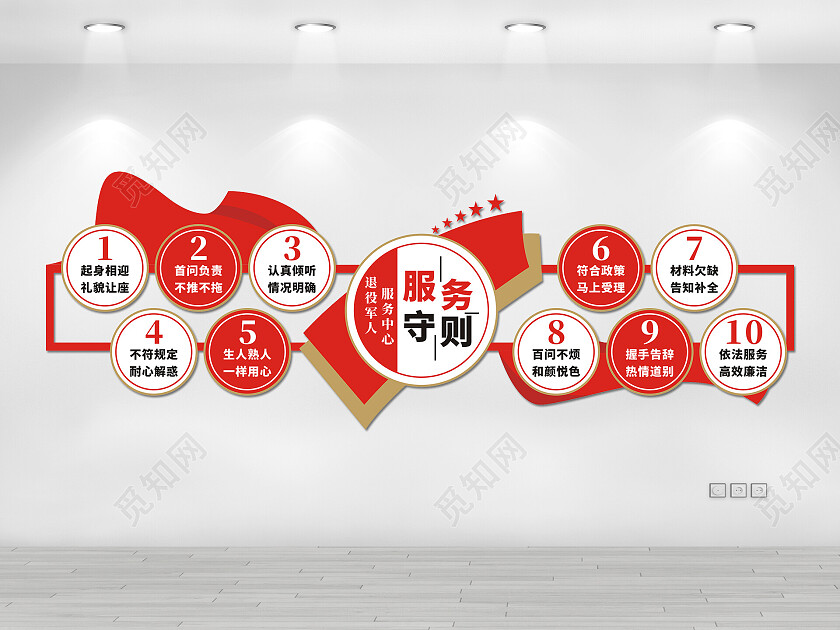 红色退役军人服务站异形文化墙退役军人服务站文化墙