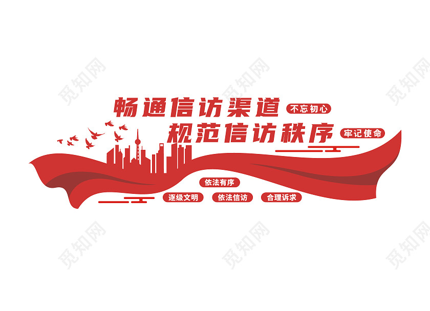 红色简约畅通信访渠道规范信访秩序文化墙工会文化墙信访工作条例