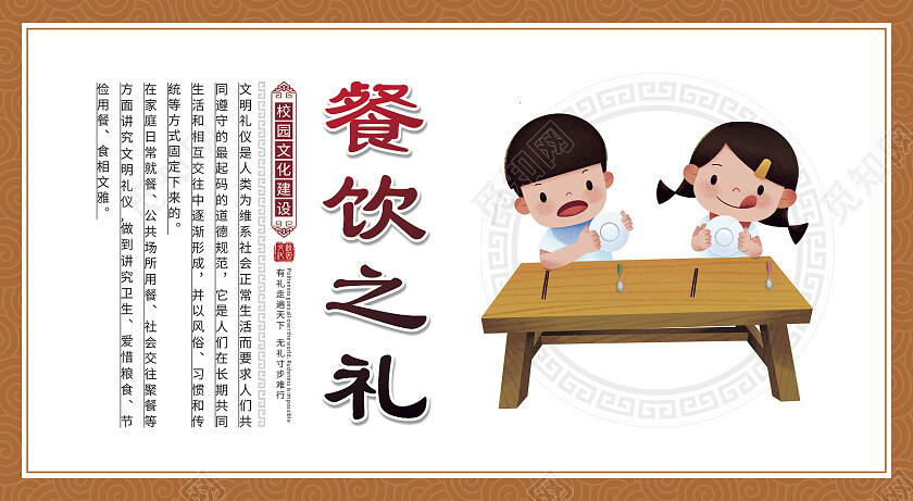 黄色简约卡通文明校园学校礼仪套图