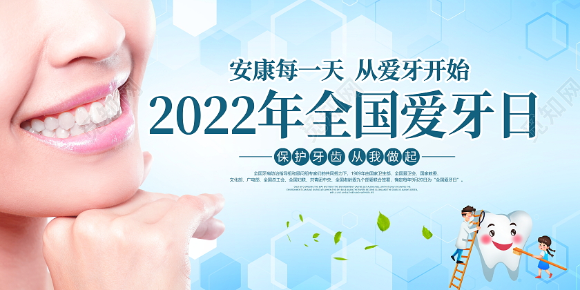 时尚大气2022年全国爱牙日宣传展板