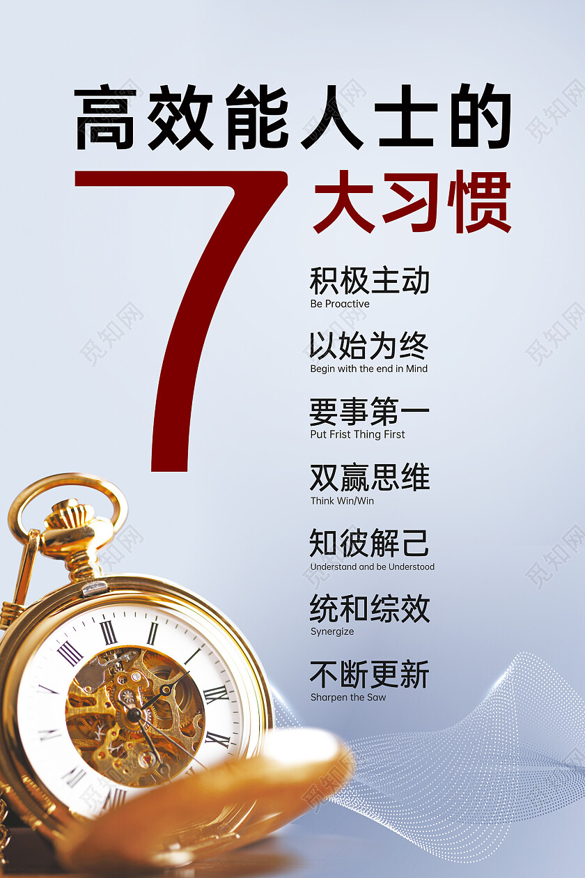 灰色简约大气商务高效能人士海报