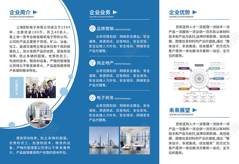 蓝色简约商务风企业品牌手册企业折页企业三折页