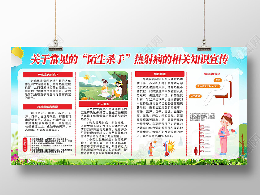 简约大气关于常见的陌生杀手热射病相关宣传展板热射病宣传栏