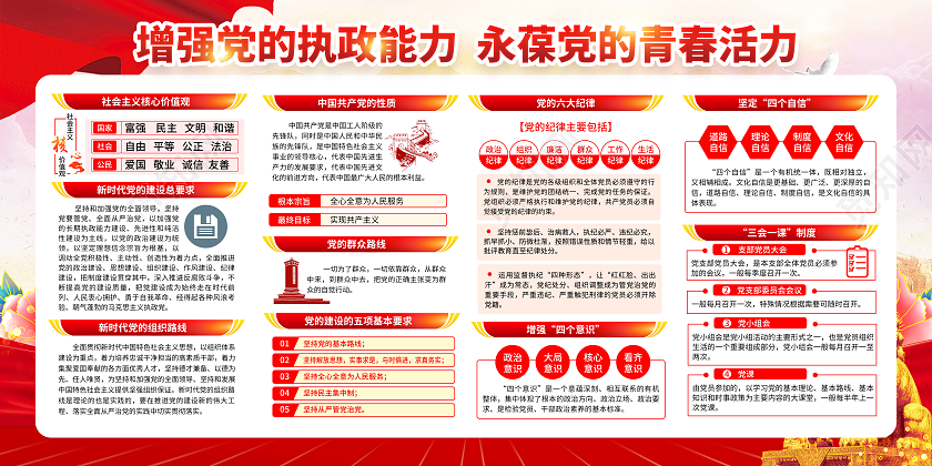 粉色党建风格党员宣传栏