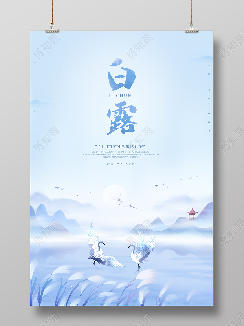 简约白露节气二十四节气海报