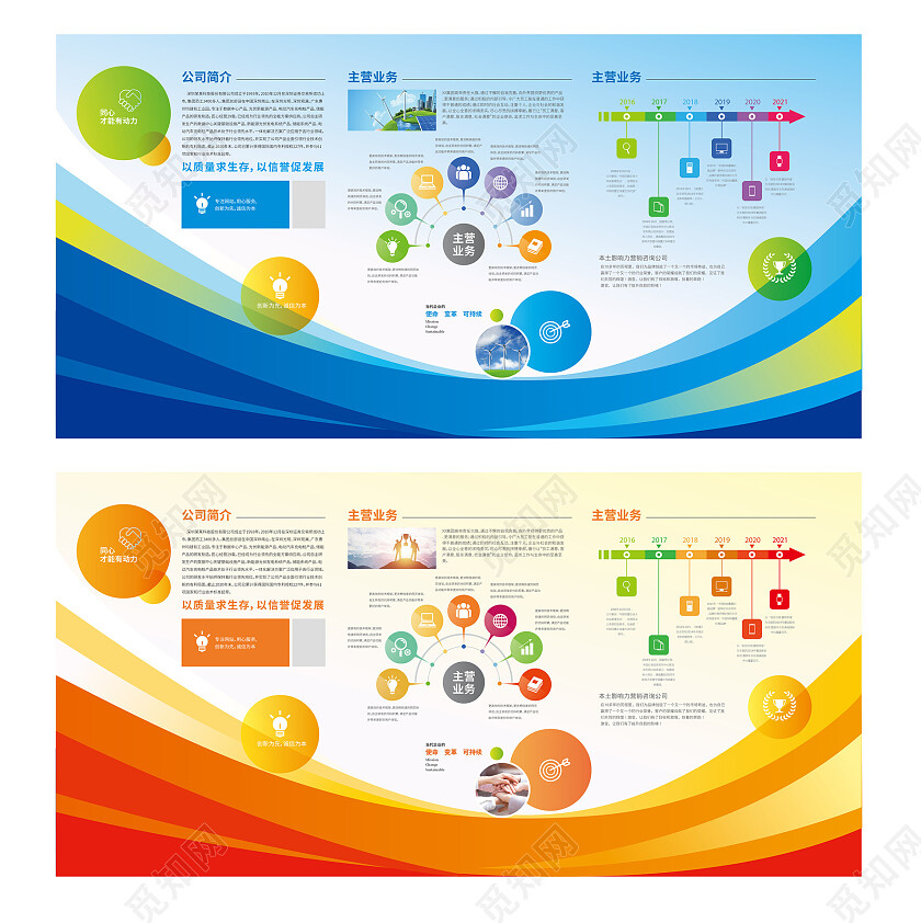 蓝色动感企业公司简介展板公司介绍宣传栏企业展板