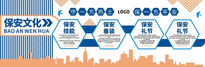 异形背景保安公司立体文化墙保安公司文化墙