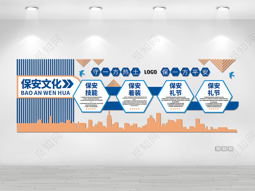 异形背景保安公司立体文化墙保安公司文化墙