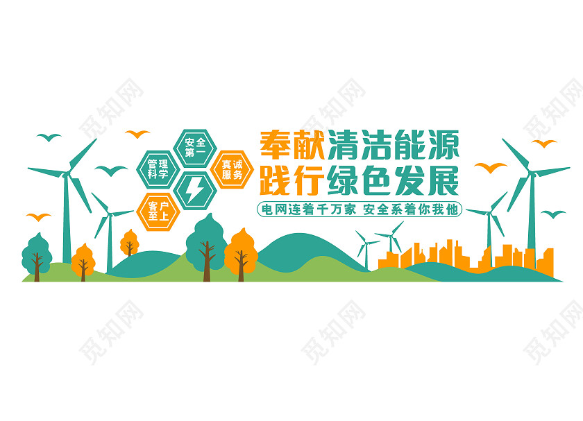 绿色创意奉献清洁能源建设和谐社会文化墙电力文化墙电力电网文化电力电网文化墙