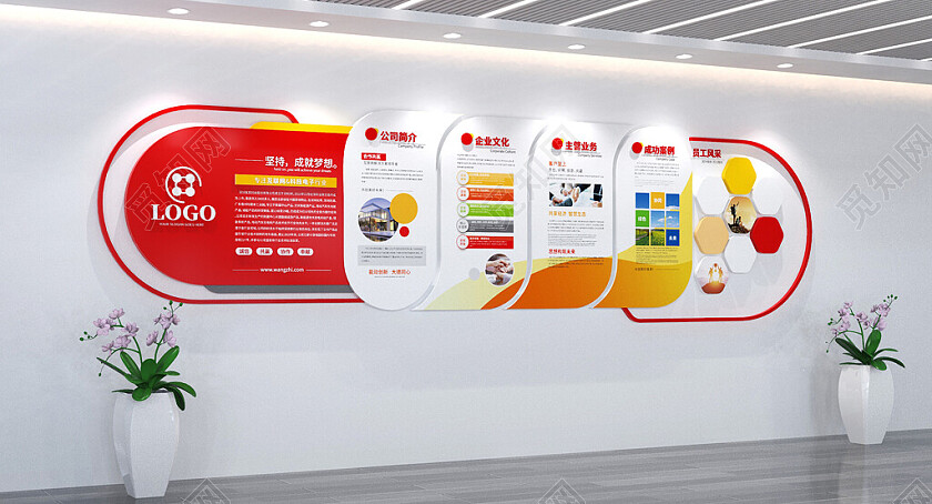 红色企业文化墙公司介绍文化墙