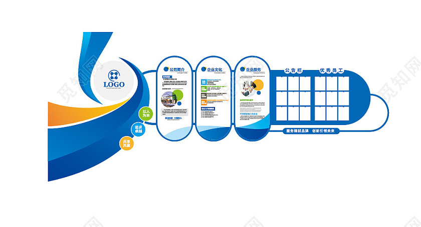 蓝色企业文化墙公司介绍文化墙