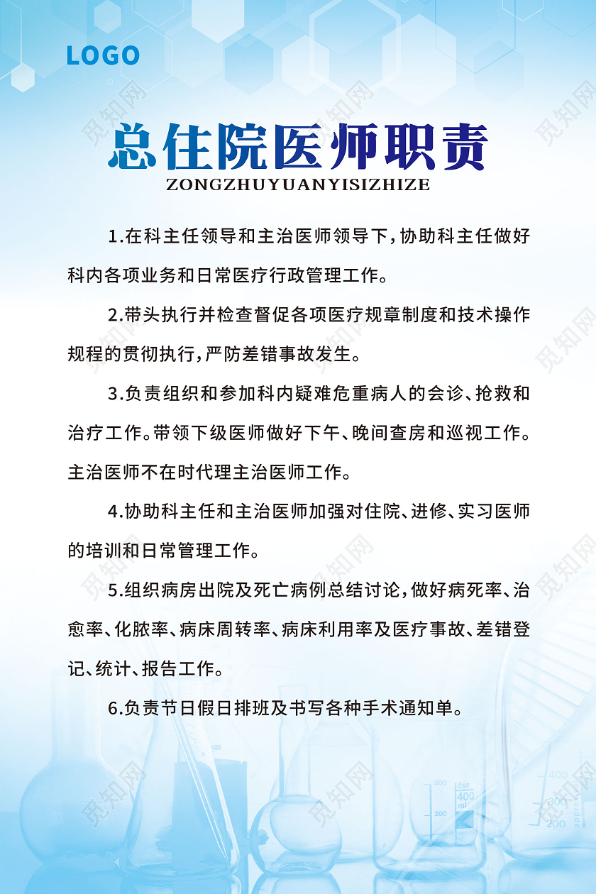 蓝色基因背景简约医院制度套图