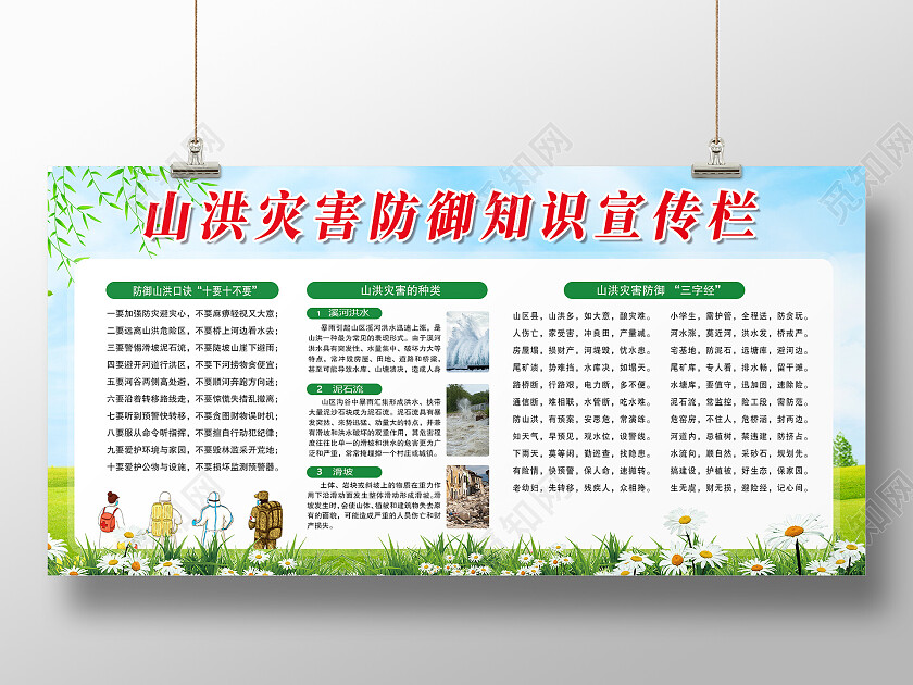 绿色抗险救灾科普宣传展板山洪灾害宣传栏