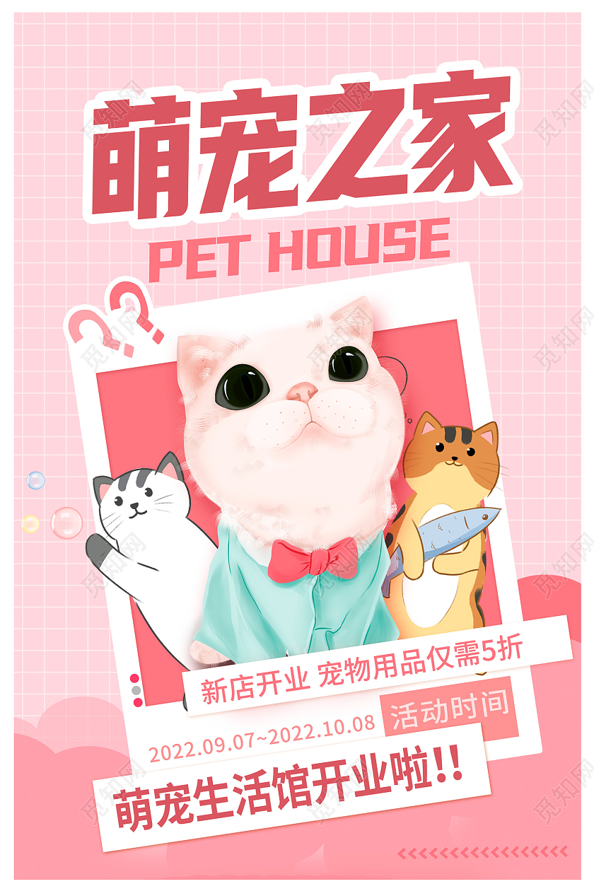 粉色时尚家有萌宠宠物宠物萌宠活动促销宣传海报