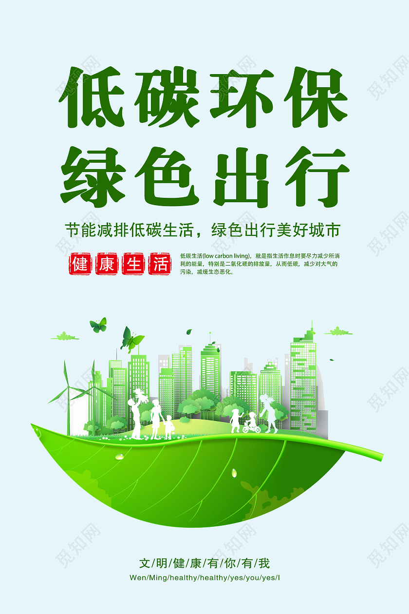 低碳生活绿色环保简约绿色套图