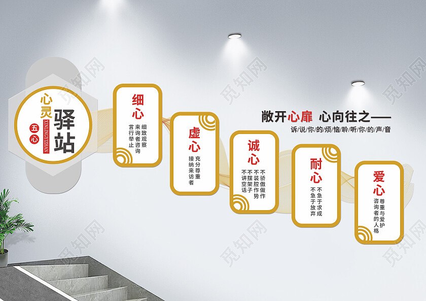 简约大气心灵驿站心理咨询室宣传文化墙心理咨询室文化墙