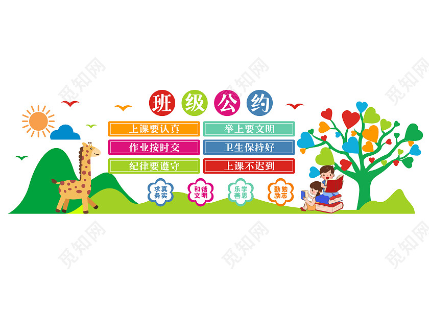 绿色创意校园小学生班级公约文化墙