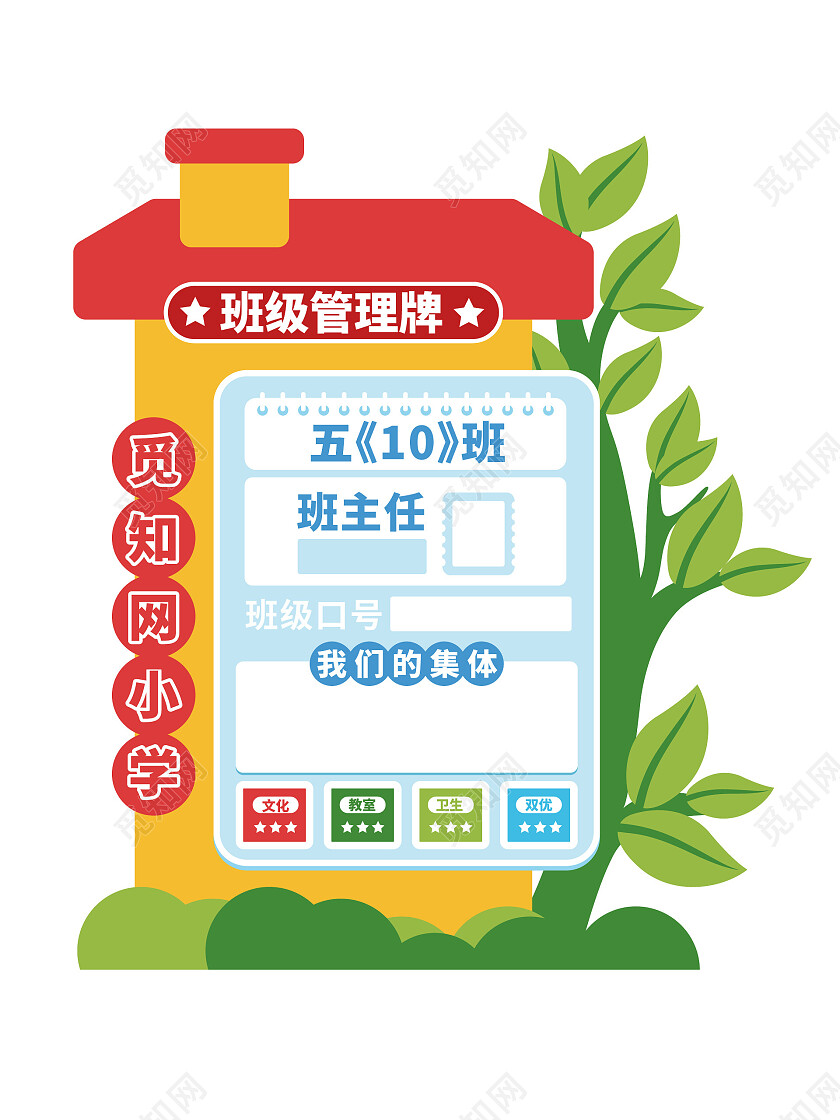 简约卡通风格班级管理牌模板